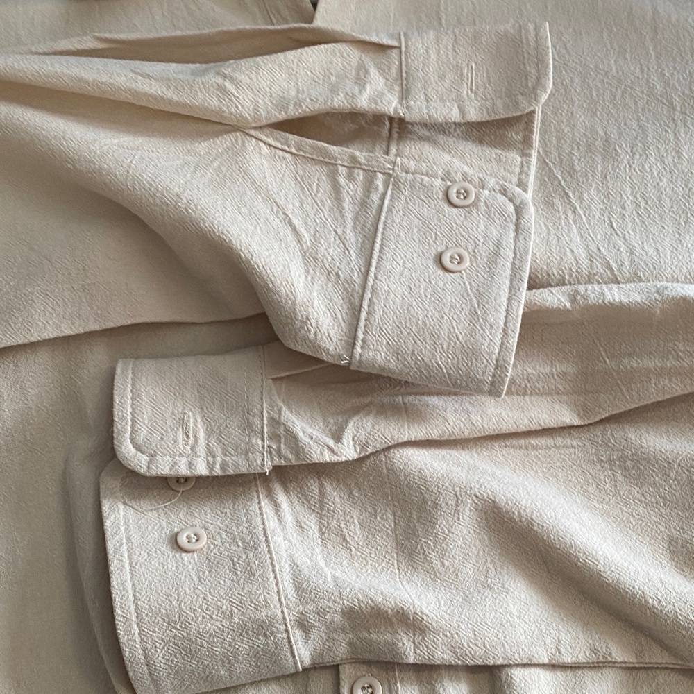 Men’s Beige Linen Cotton Button-Up Shirt | XXL | Neutral Minimal - Picture 5 of 8